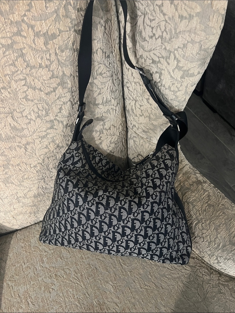 Dior Black and Cream Monogram Shoulder Bag